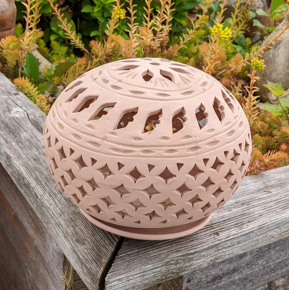 Orientalisches Windlicht ø ca. 20 cm 2 tlg. aus Terracotta