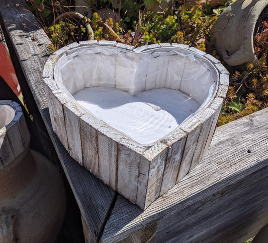 Neu !! Pflanzkorb in Herzform ca. 26 cm breit aus Holz - Naturprodukt Beerdigung Trauer Tischdeko Hochzeit Liebe Grab Deko