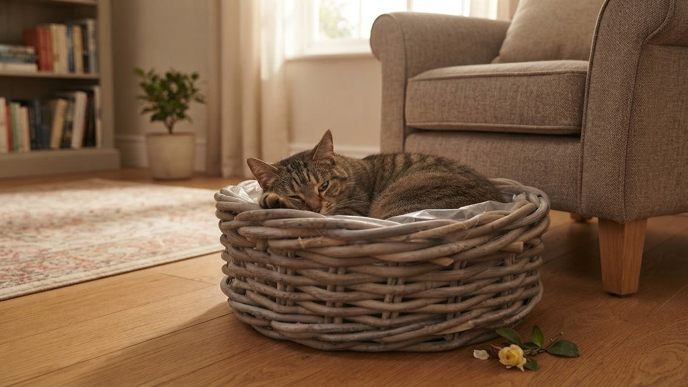 NEU !! Sehr stabiler Pflanzkorb ø ca. 33 cm aus Weide / Rattan - Naturprodukt Katzen - oder Hundekörbchen