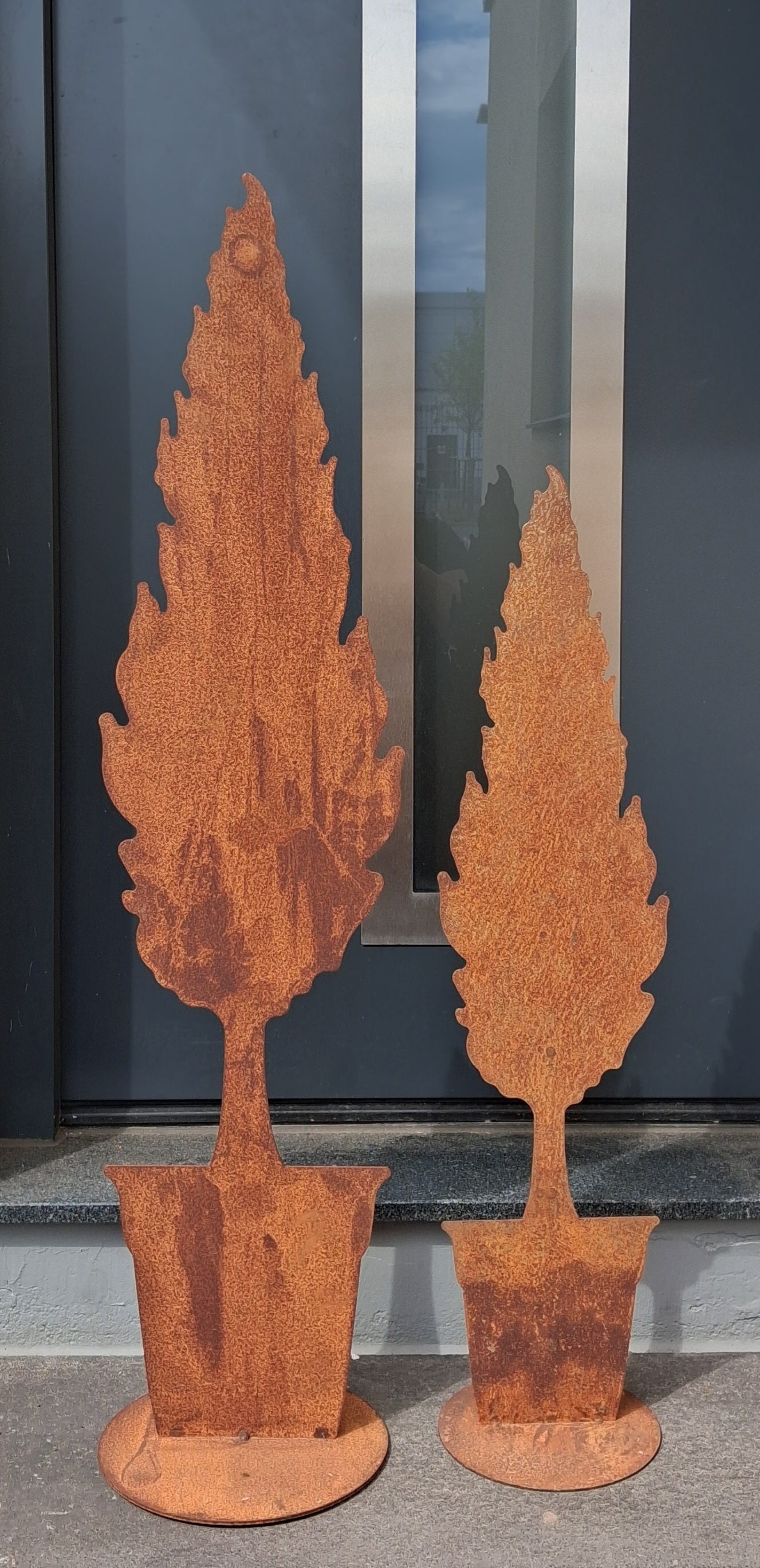 NEU !! Großer stabiler Baum im Topf ca. 80 cm hoch aus Metall in Edelrost Dekoration Herbst Wald Fenster Konifere Thuja Tanne