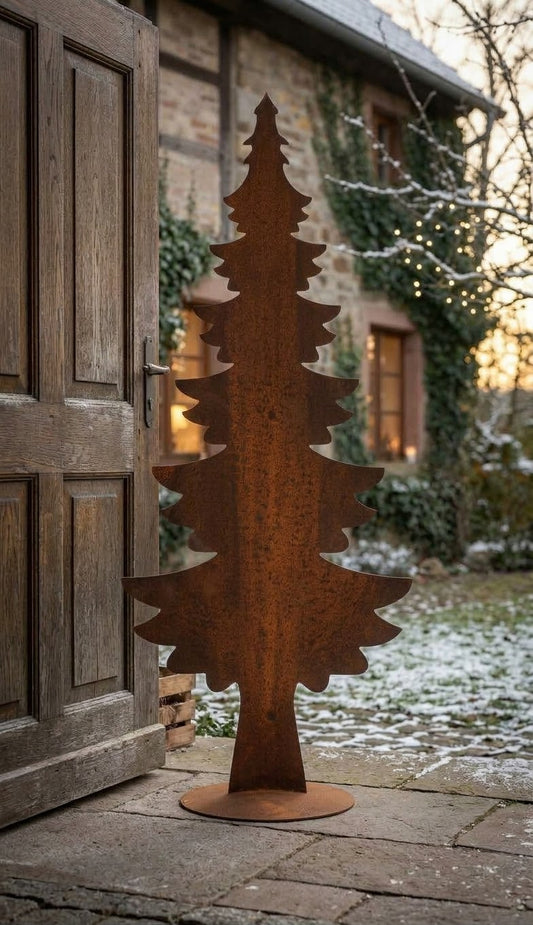 Schöner großer Deko - Tannenbaum - Weihnachtsbaum ca. 100 cm hoch aus Metall in Edelrost