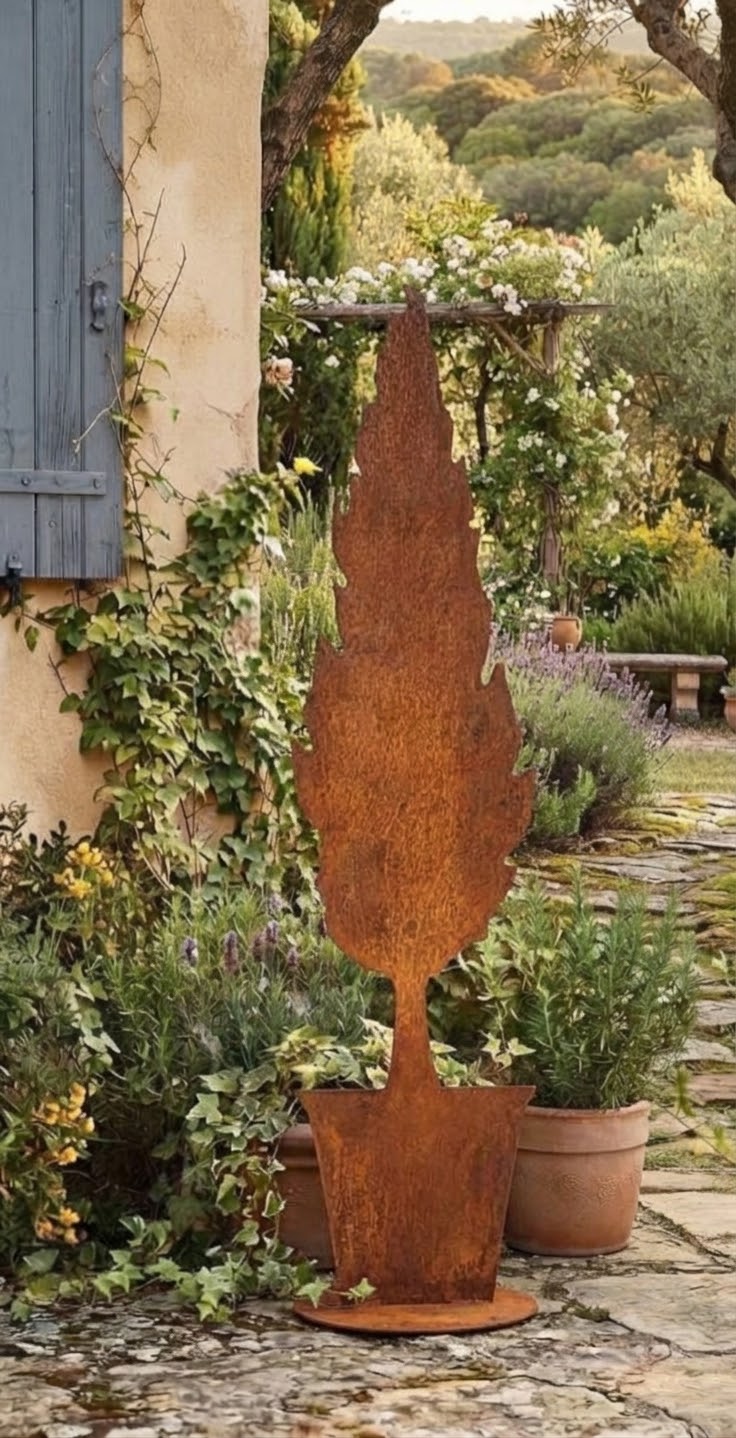 NEU !! Großer stabiler Baum im Topf ca. 80 cm hoch aus Metall in Edelrost Dekoration Herbst Wald Fenster Konifere Thuja Tanne