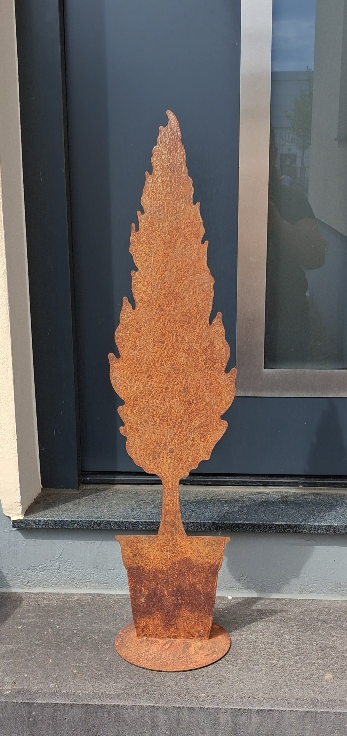 NEU !! Großer stabiler Baum im Topf ca. 80 cm hoch aus Metall in Edelrost Dekoration Herbst Wald Fenster Konifere Thuja Tanne