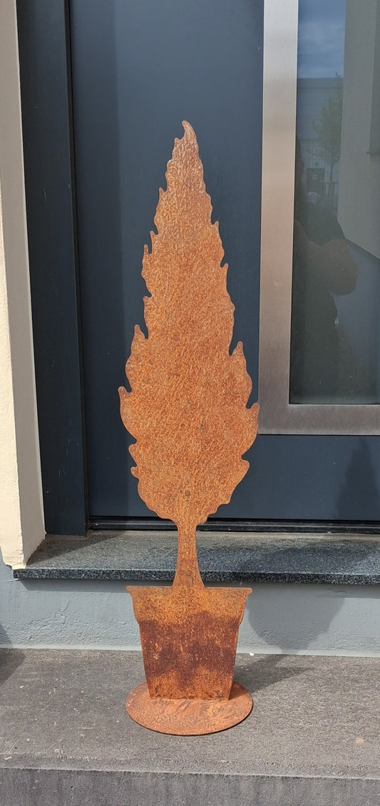 NEU !! Großer stabiler Baum im Topf ca. 80 cm hoch aus Metall in Edelrost Dekoration Herbst Wald Fenster Konifere Thuja Tanne