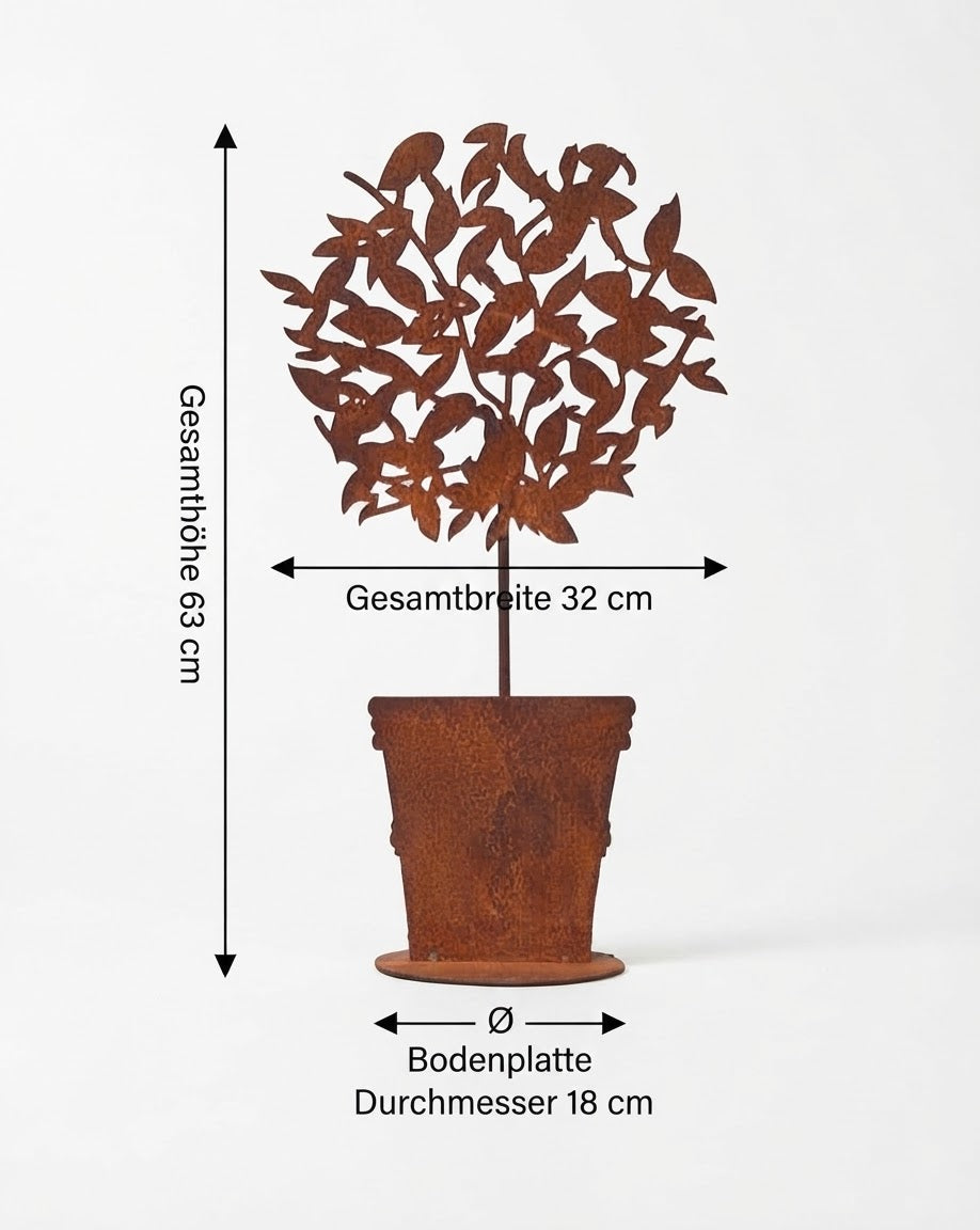 NEU !! Großes Bäumchen im Topf ca. 63 cm hoch aus Metall in Edelrost Dekoration Herbst Frühling Fenster