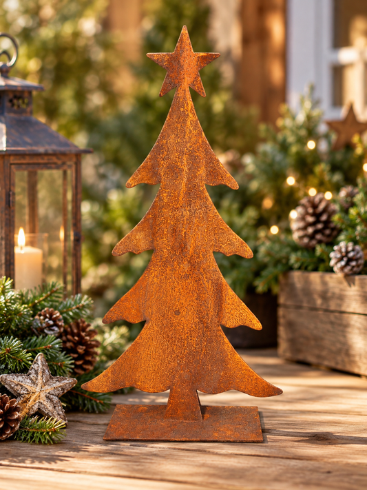 Schöner kleiner Deko Tannenbaum / Weihnachtsbaum 40 cm mit Stern in Edelrost Weihnachtsdeko Advent Wald Baum