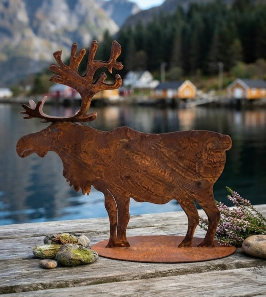 Elch Rentier 30 cm hoch aus Metall in Edelrost Weihnachtsdeko Wald Skandinavien Norwegen Kanada