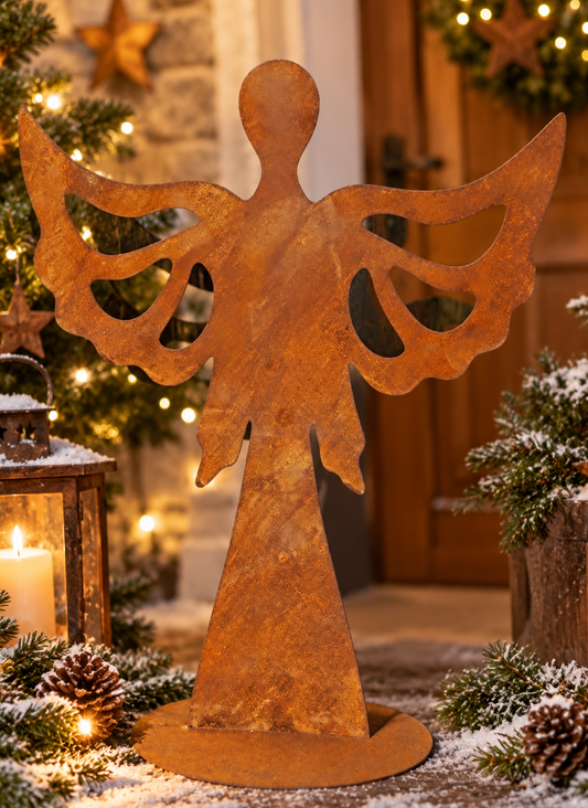 Deko Engel aus Edelrost 30 cm Weihnachtsdeko Trauer Grab Advent