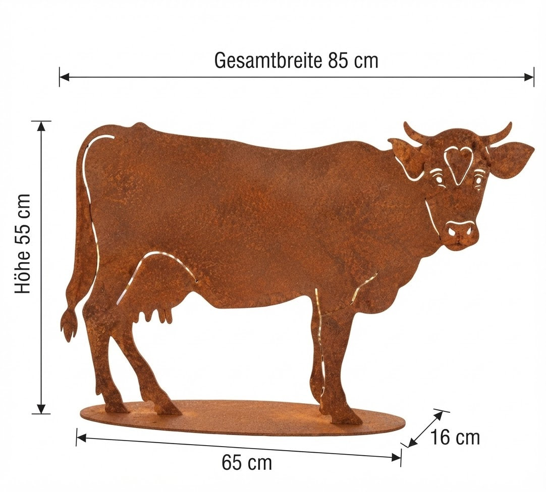 NEU !!! Große Kuh ca. 85 x 55 cm aus Metall in Edelrost Bauernhof Deko Garten Tiere Rost