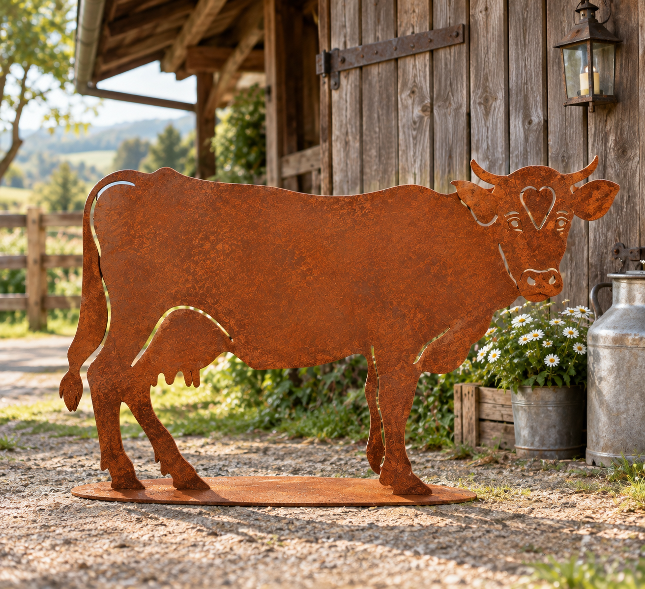 NEU !!! Große Kuh ca. 85 x 55 cm aus Metall in Edelrost Bauernhof Deko Garten Tiere Rost