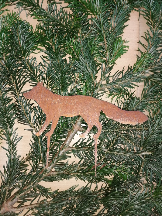 NEU !! Fuchs Roststecker mini ca. 21 cm breit für Adventskränze , Gestecke , Blumentopf...