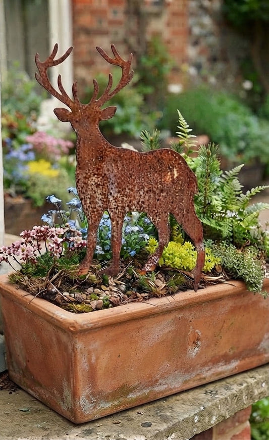 NEU !! Hirsch Stecker klein ca. 19 cm hoch für Adventskränze , Gestecke , Blumentopf...