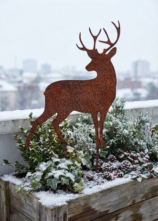 NEU !! Hirsch Stecker klein ca. 19 cm hoch für Adventskränze , Gestecke , Blumentopf...