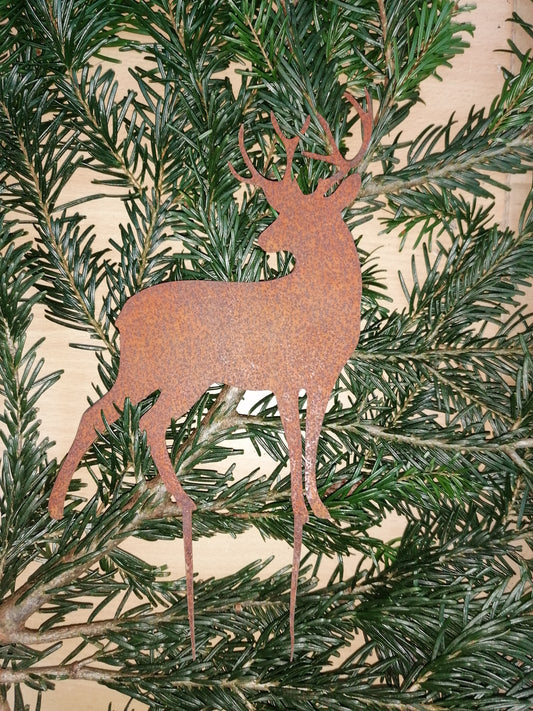 NEU !! Hirsch Roststecker mini ca. 19 cm hoch für Adventskränze , Gestecke , Blumentopf...