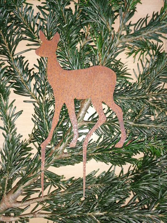 NEU !! Reh Roststecker mini ca. 15 cm hoch für Adventskränze , Gestecke , Blumentopf...