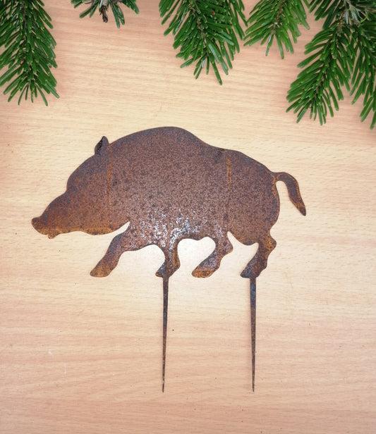 NEU !! Wildschwein Roststecker mini ca. 16 cm breit für Adventskränze , Gestecke , Blumentopf...