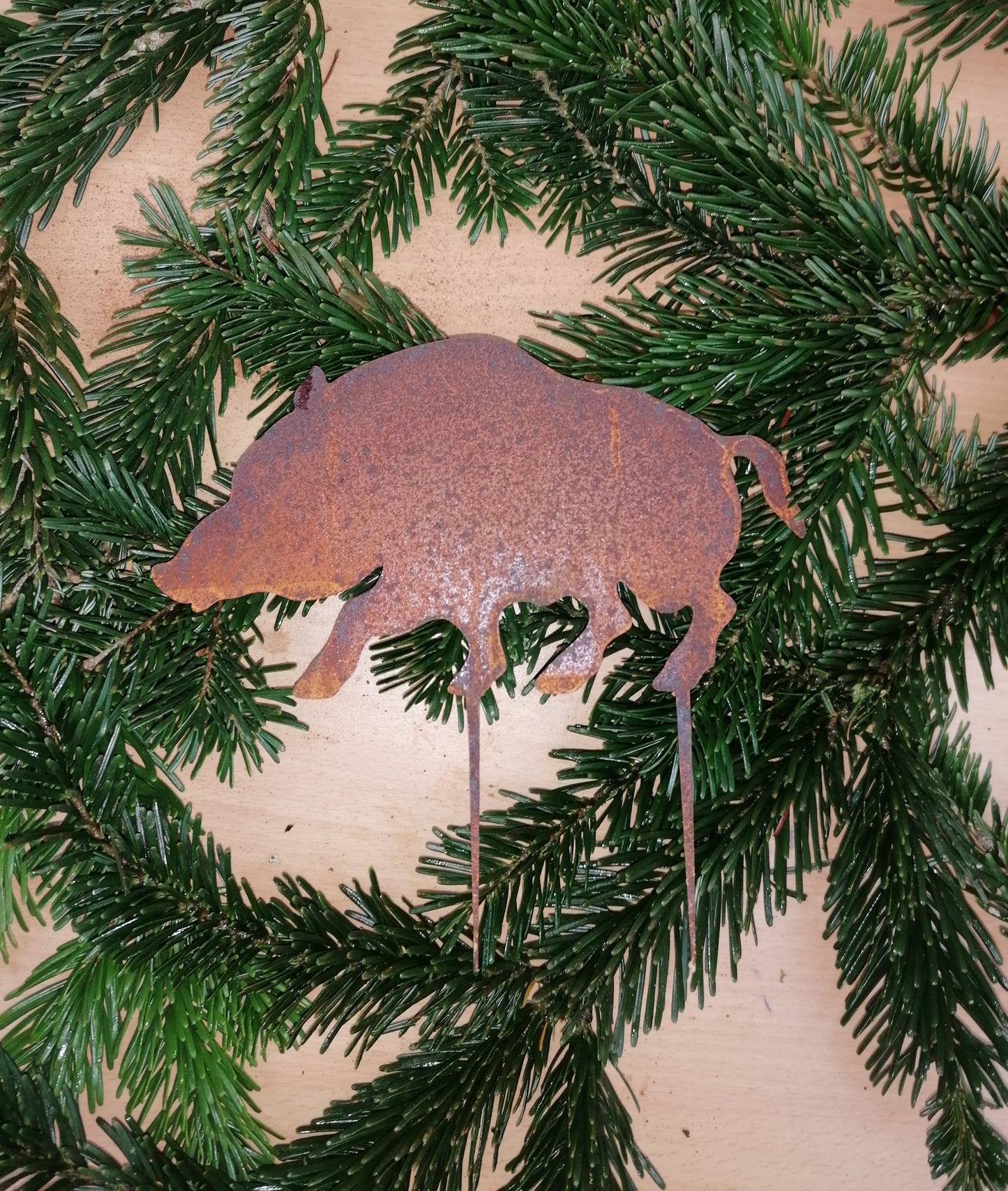 NEU !! Wildschwein Roststecker mini ca. 16 cm breit für Adventskränze , Gestecke , Blumentopf...