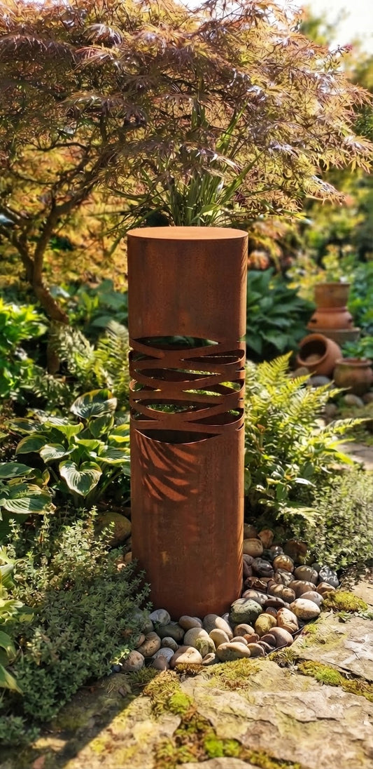 NEU !! Runde Säule / Schalenständer mit Motiv ca. 100 hoch aus Metall in Edelrost