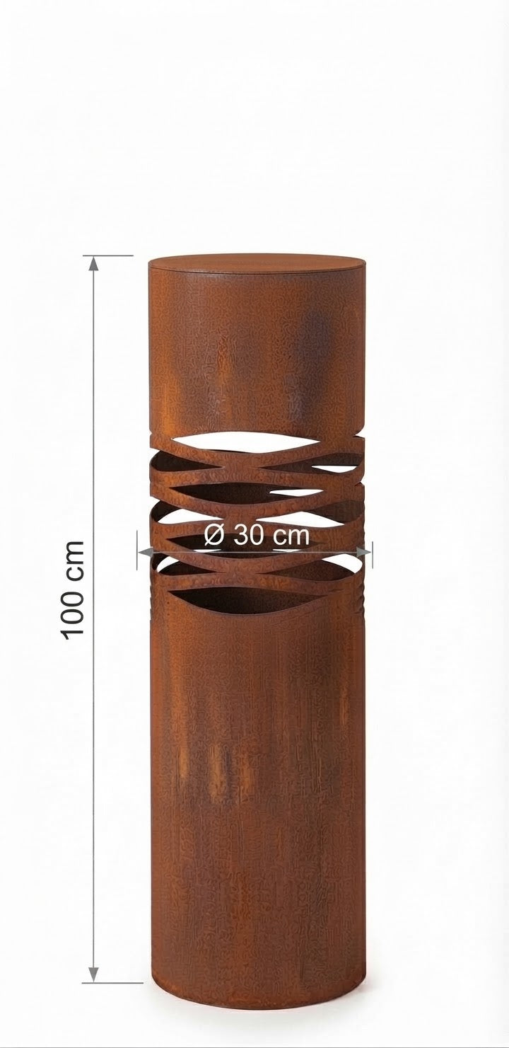 NEU !! Runde Säule / Schalenständer mit Motiv ca. 100 hoch aus Metall in Edelrost