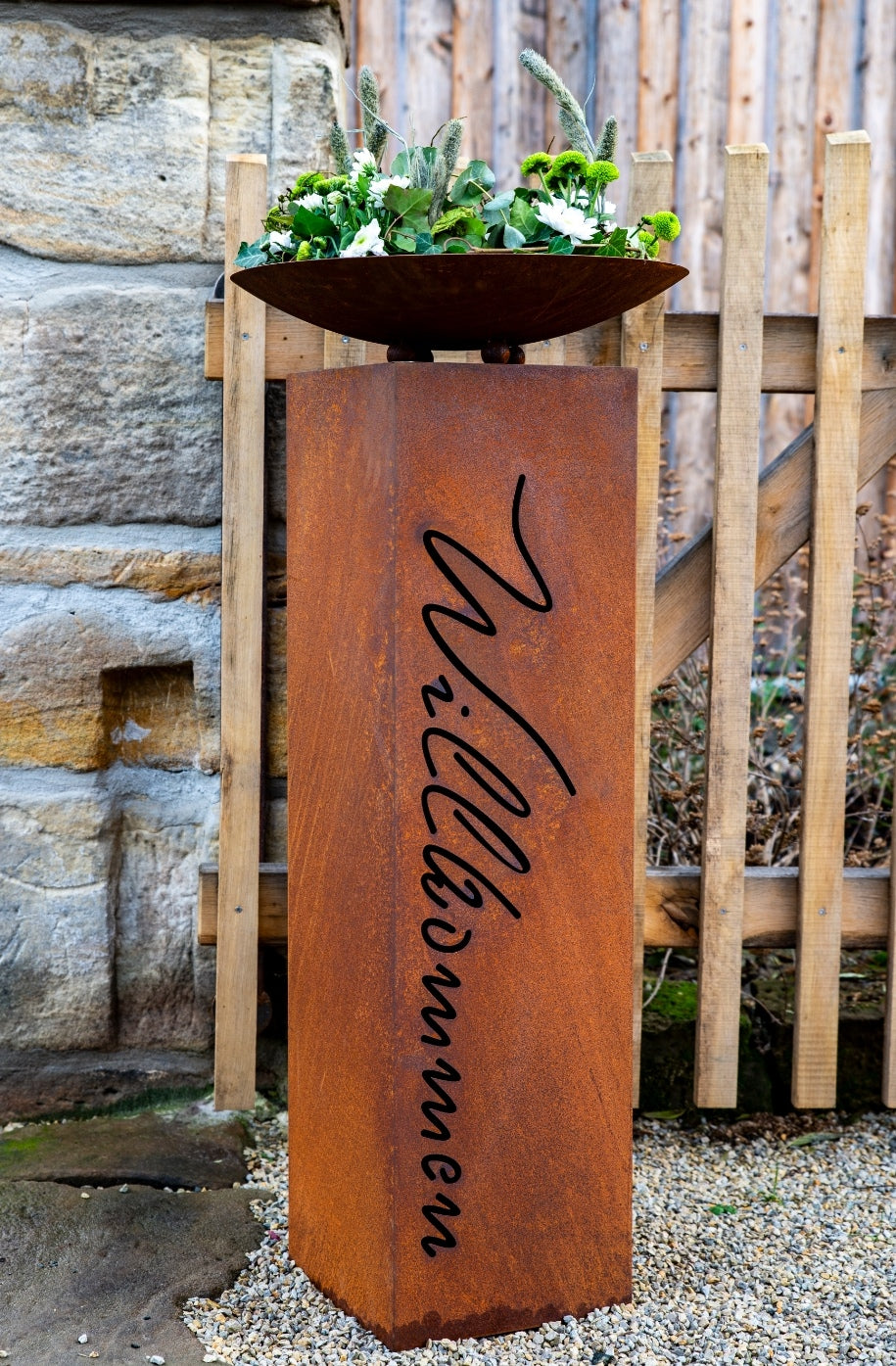 Neu !! Säule / Schalenständer 110 cm hoch mit Schriftzug