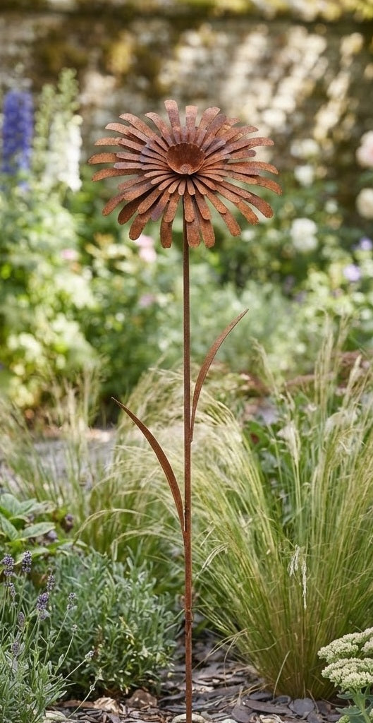 NEU !! Gartenstecker Blüte in 3D ca. 95 cm lang aus Metall in Edelrost Rankhilfe