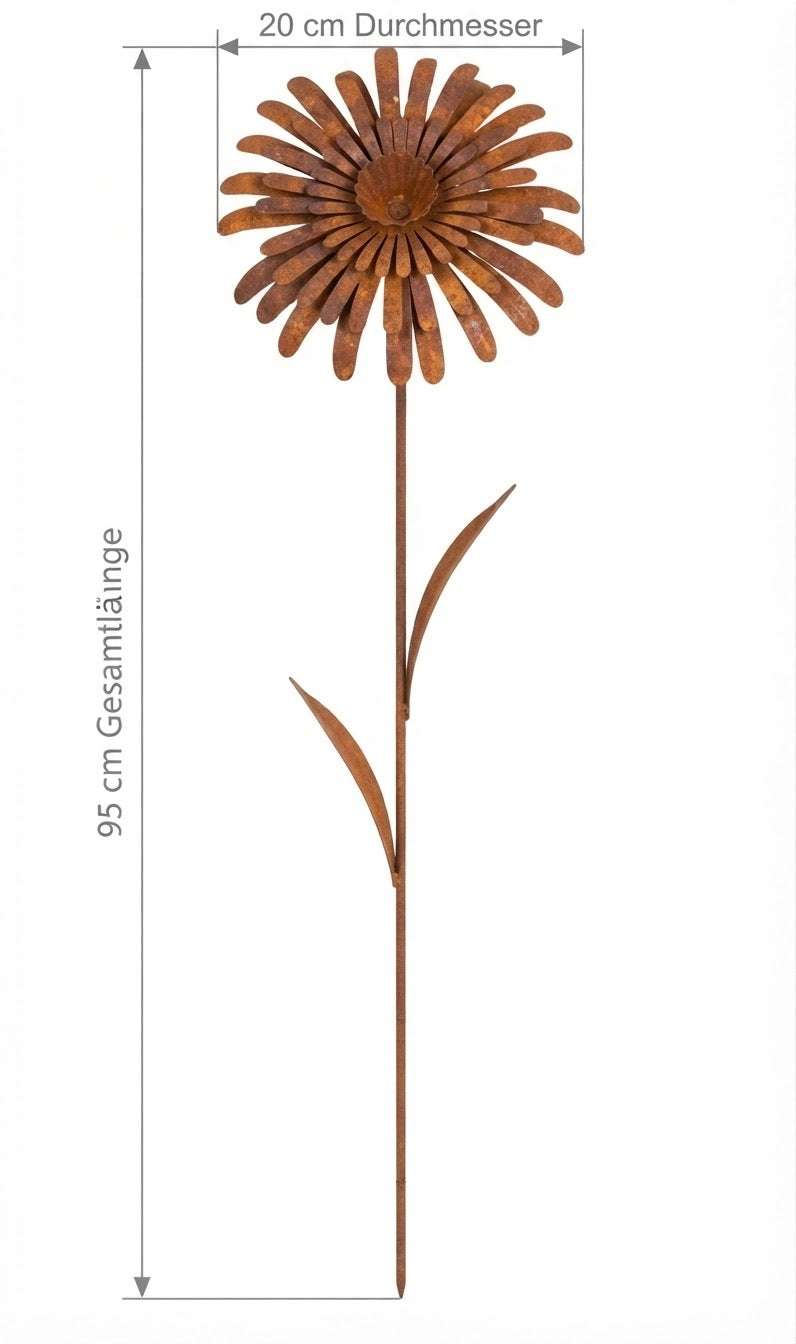 NEU !! Gartenstecker Blüte in 3D ca. 95 cm lang aus Metall in Edelrost Rankhilfe