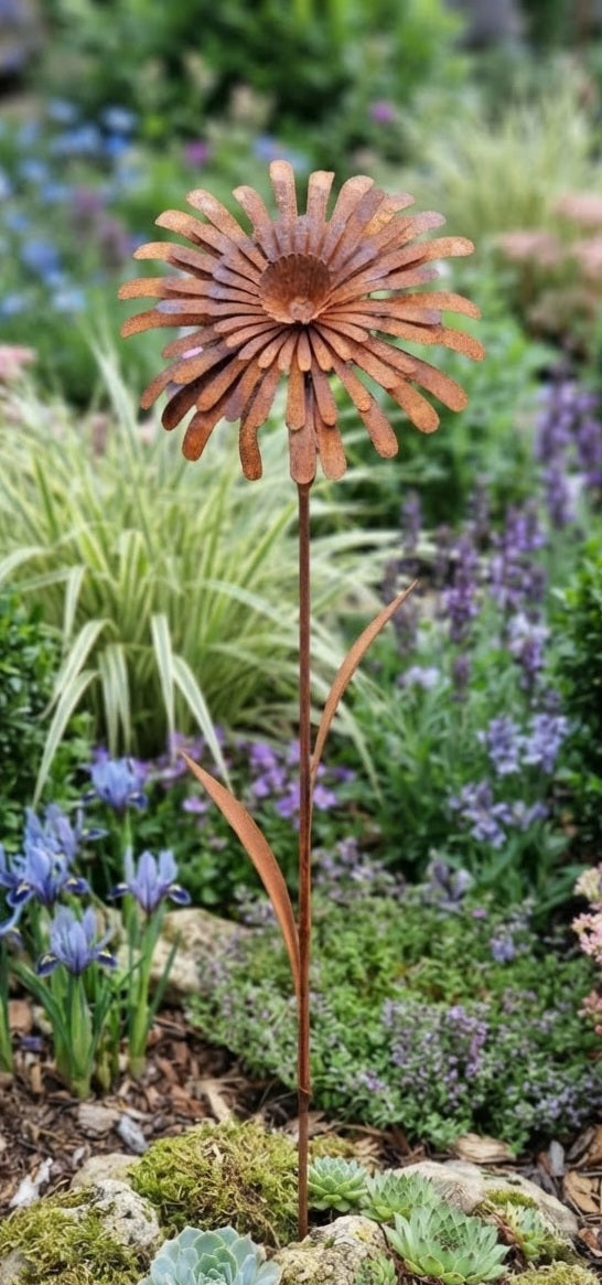 NEU !! Gartenstecker Blüte in 3D ca. 95 cm lang aus Metall in Edelrost Rankhilfe