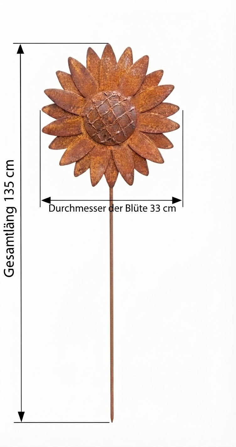 NEU !! Gartenstecker Sonnenblume ca. 130 cm lang aus Metall in Edelrost Deko Rankhilfe