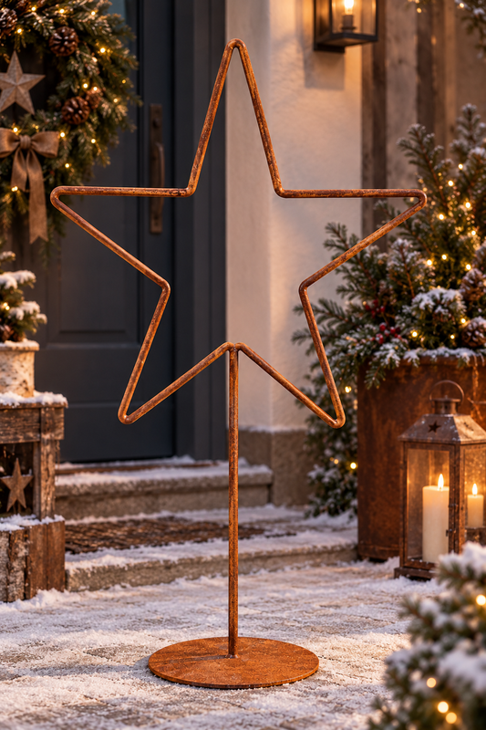 NEU !! Schöner großer Stern ca. 95 cm hoch aus Metall in Edelrost, Weihnachtsdeko Advent Fensterschmuck Winter Vorgarten Weihnachten