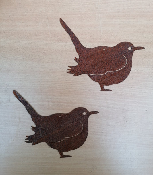Neu !! 2er Set Anhänger Vögel / Amseln je ca. 15 cm x 17 cm aus Metall in Edelrost Herbst Garten Windspiel