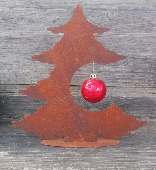 NEU ! Tannenbaum / Weihnachtsbaum mit Loch ca. 35 cm hoch aus Metall in Edelrost Weihnachten Deko Kugel