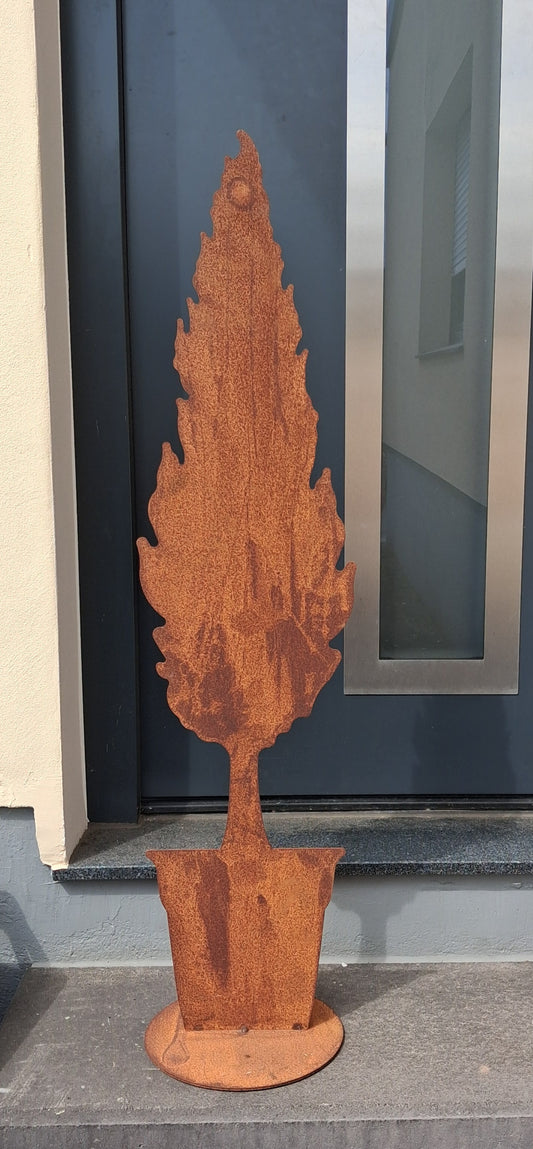 NEU !! Großer stabiler Baum im Topf ca. 100 cm hoch aus Metall in Edelrost Dekoration Herbst Wald Fenster Konifere Thuja Tanne