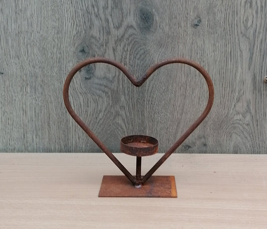 NEU !! Herzteelicht auf Platte 16 x 16 cm aus Metall in Edelrost Hochzeit Liebe Muttertag Geschenk Valentinstag