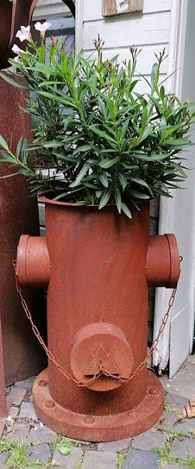 Neu !! Detailgetreuer Deko-Hydrant 65 cm hoch aus Metall in Edelrost , Bepflanzbar Blumenkübel Pflanzsäule Vorgarten