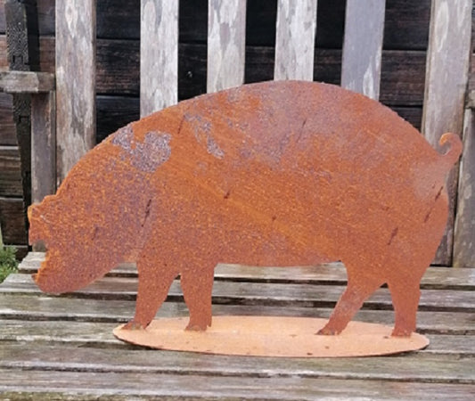NEU !!! Schwein ca. 40 x 24 cm aus Metall in Edelrost Bauernhof Deko Garten Haustiere Rost Landleben