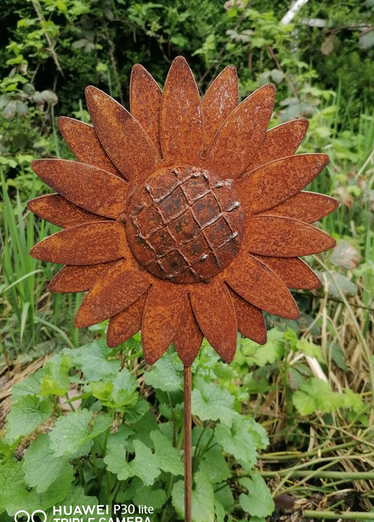 NEU !! Gartenstecker Sonnenblume 80 cm lang aus Metall in Edelrost Deko Rankhilfe