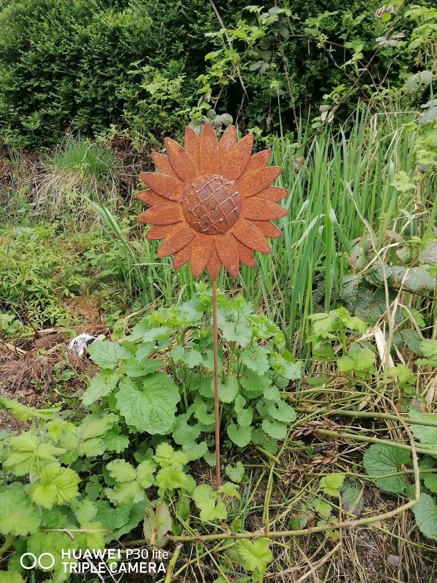 NEU !! Gartenstecker Sonnenblume 135 cm lang aus Metall in Edelrost Deko Rankhilfe