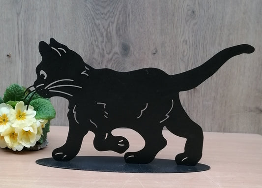 Neu !! Süße schwarze Katze ca. 35 cm breit aus Metall Haustier