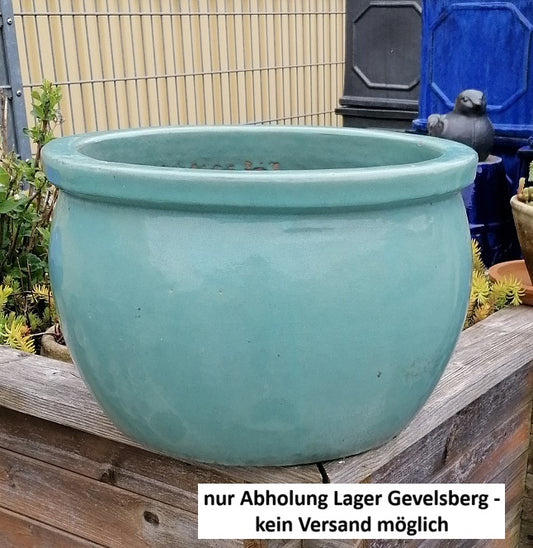 NEU !!  Großer Blumentopf / Pflanzschale winterfest grün glasiert  ø ca. 47 cm aus Steinzeug  Pflanztopf, Blumenkübel