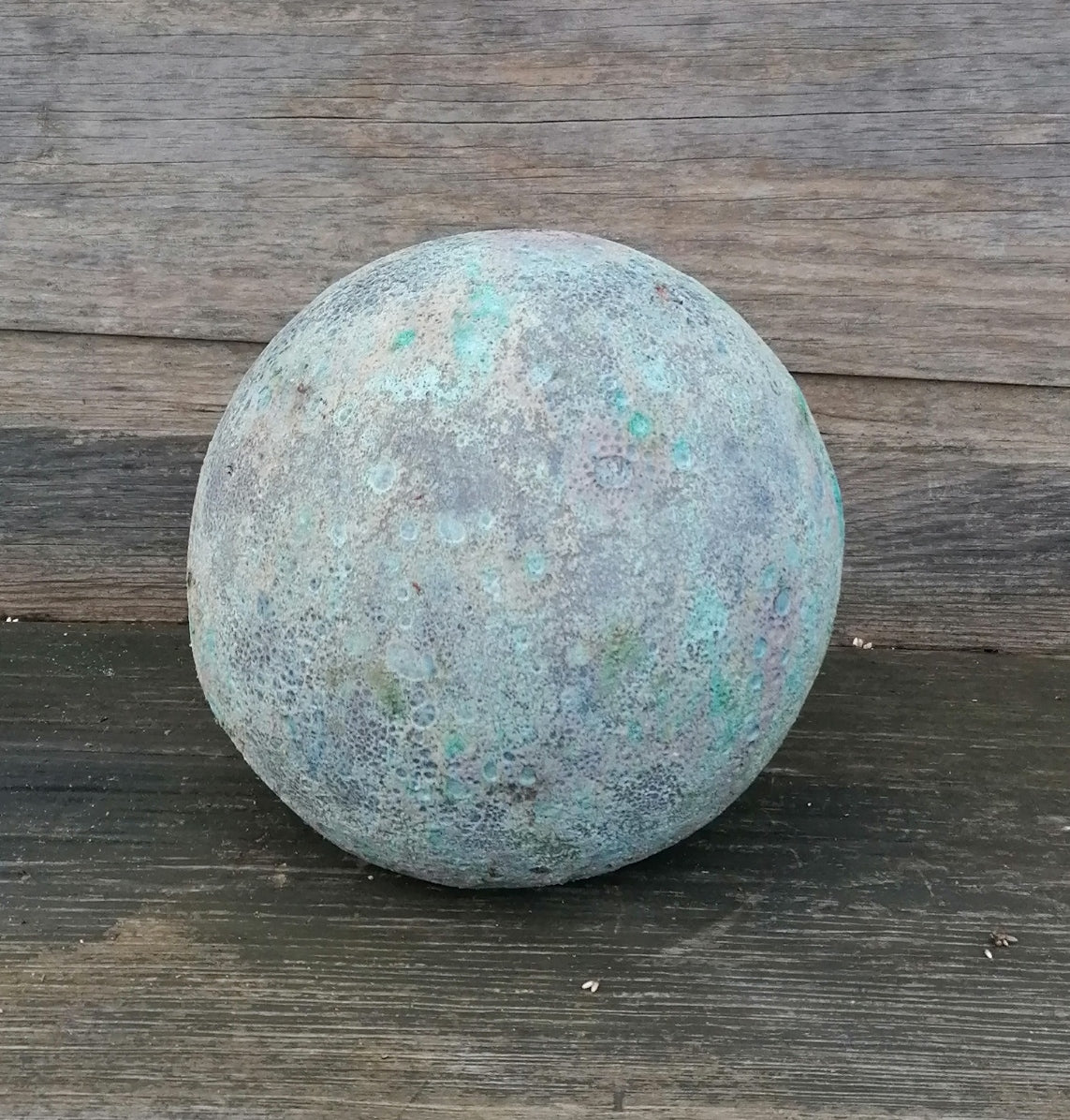 Schöne außergewöhnliche Kugel türkis - grünblau ø ca. 12 cm aus Steinzeug , Deko, Garten, frostfest