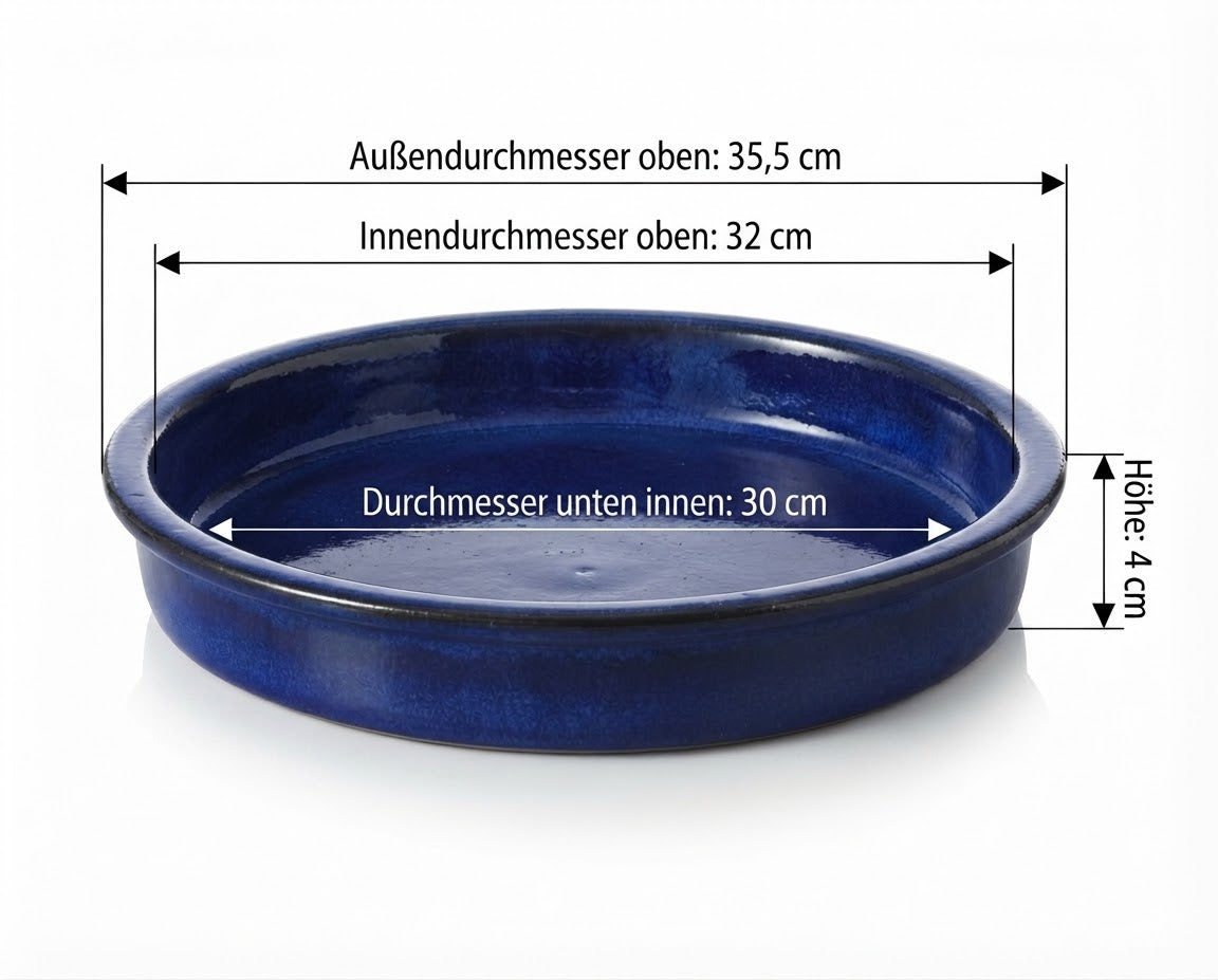 Großer robuster vielseitiger Pflanztopfuntersetzer , stilvolle Vogeltränke & Vogelfutterschale ø ca. 35,5 cm in intensivem blau Insektentränke Vogelbad Garten Blumentopf