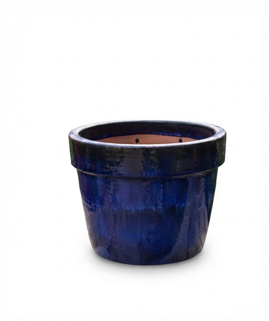 Kleiner Blumentopf winterfest blau glasiert  ø ca. 21 cm aus Steinzeug  Pflanztopf  Blumenkübel