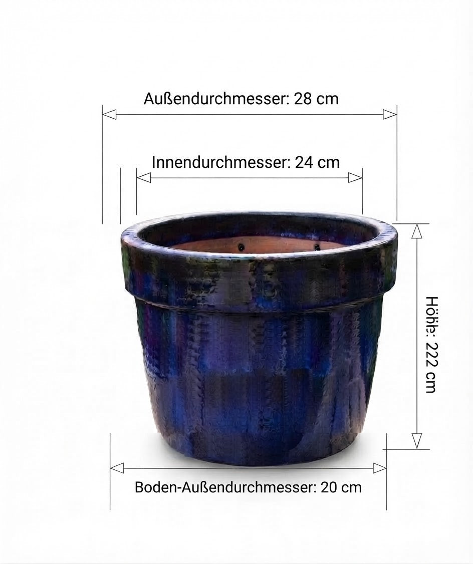 2.WAHL !! Blumentopf winterfest blau glasiert  ø ca. 28 cm aus Steinzeug  Pflanztopf, Blumenkübel