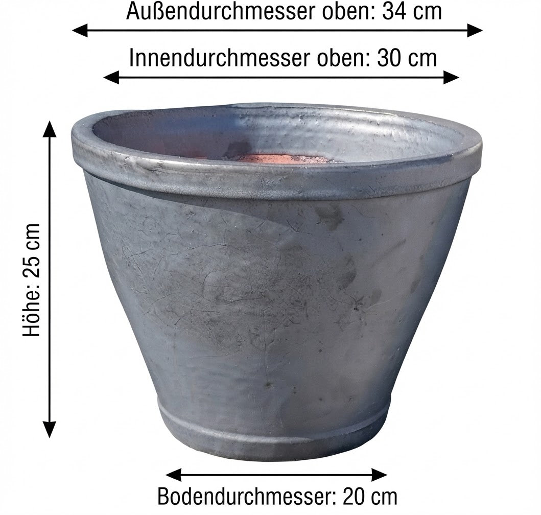 Neu !! 2. Wahl !! Blumentopf winterfest grau / anthrazit matt glasiert  ø ca. 34 cm aus Steinzeug Pflanztopf, Blumenkübel , Übertopf