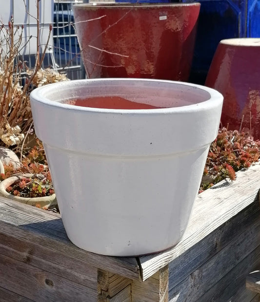 Neu !! 2.WAHL !! Blumentopf winterfest weiß glasiert ø ca. 19 cm aus Steinzeug Pflanztopf Blumenkübel