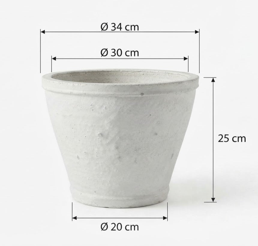 2. Wahl !! Blumentopf winterfest weißgrau glasiert  ø ca. 34 cm aus Steinzeug Pflanztopf, Blumenkübel , Übertopf