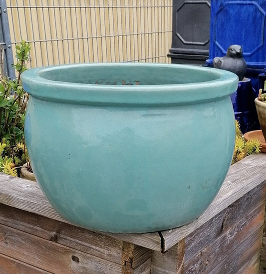 NEU !! Blumentopf Pflanzschale winterfest grün glasiert  ø ca. 34 cm aus Steinzeug  Pflanztopf, Blumenkübel