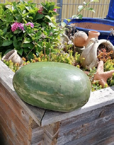 NEU !! Dunkelgrüner Stein Ei Kugel oval aus frostfesten Steinzeug ca. 32 x 24 cm Dekoration