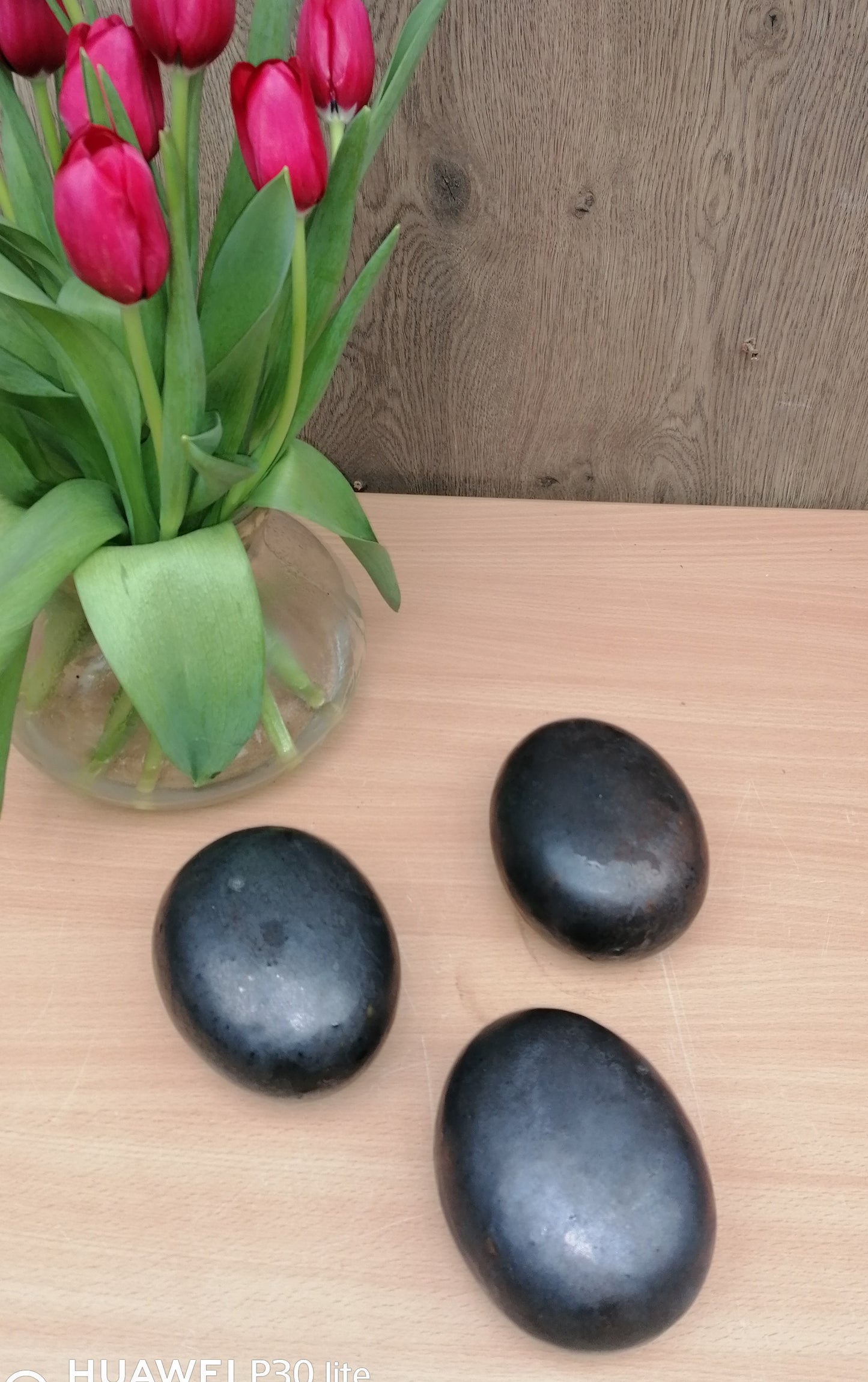 NEU !! 3er Set kleine ovale Eier - Steine aus frostfesten doppeltglasierten grauen/ anthrazitfarbenen Steinzeug  Dekoration