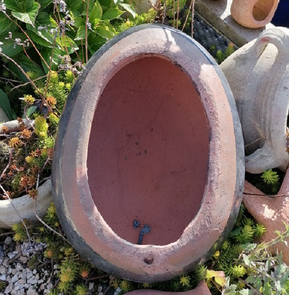 NEU !! Stein Ei Kugel oval aus frostfesten Steinzeug grau - anthrazit ca. 32 x 24 cm  Dekoration
